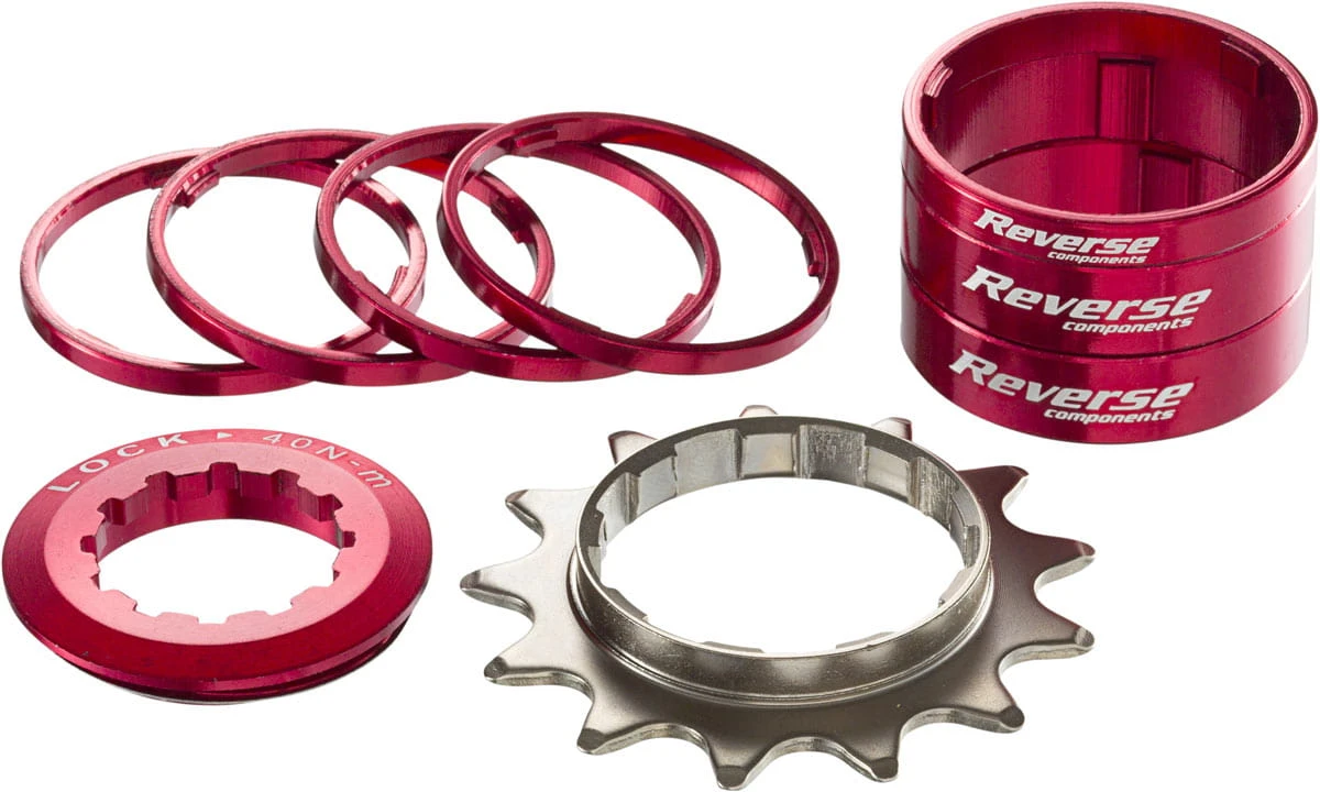 Reverse Singlespeed Kit 13T Tandwiel + 7 Spacers - Rood