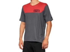 100% Airmatic Short Sleeve Jersey - Charcoal/Racer Red
