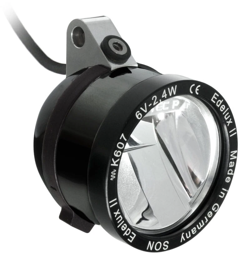 Edelux II Hangende LED-koplamp Voor Naafdynamo's Zwart Geanodiseerd