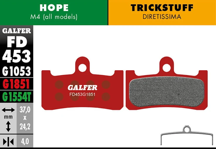 GALFER Geavanceerde Remblokken Voor Hope / Trickstuff - Rood